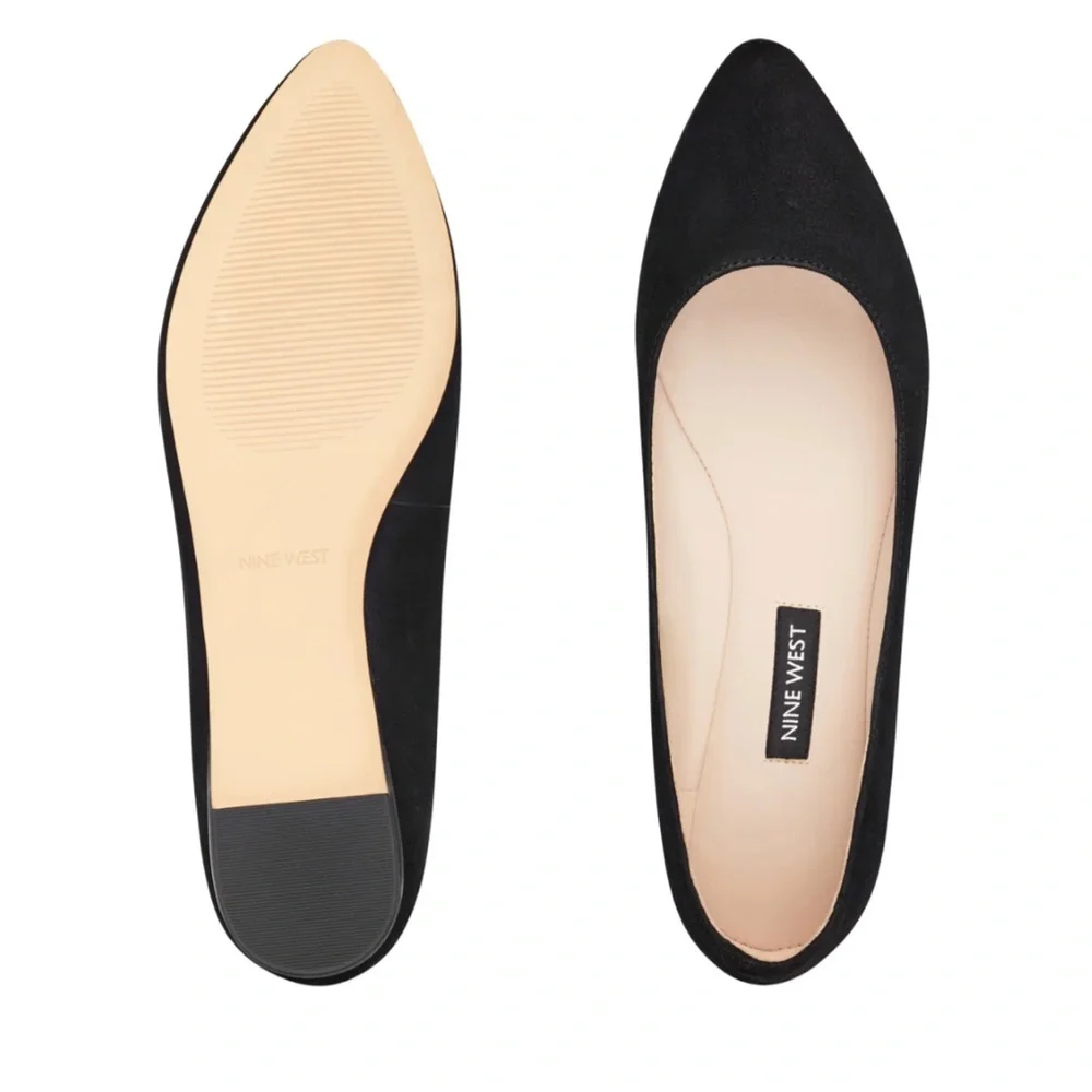 Nine West Speakup Almond Toe Flats Black Suede Size 7.5 EUC - Picture 3 of 9